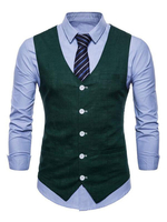 Männer Anzug Weste V-Ausschnitt Baumwolle Leinen Tasche Regular Fit Casual Weste