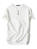 Männer Baumwolle Leinen Top Plus Größe T-shirt Taste V-ausschnitt Kurzarm Casual T-shirt