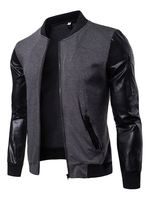 Männer Bomber Jacke 2020 Pu FleckenArbeit Stand Kragen Lange Ärmel kurz Jacke