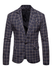 Männer Casual Blazer Checkered Muster Kerbe Kragen eine Taste Blazer Jacke