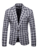 Männer Casual Blazer Notch Kragen Plaid One Button Grau Blazer Jacke
