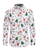Männer Casual Shirt Weihnachtsmuster White Shirts