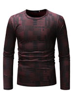 Männer Casual T Shirt Geometric Print Baumwolle Langarm T-Shirt
