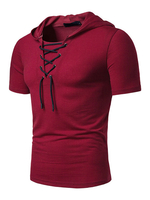Männer Casual T Shirt Mit Kapuze Schnüren Slim Fit Kurzarm T-Shirt