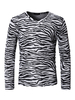 Männer Casual T-Shirt mit V-Ausschnitt Zebra-Print Langarm Baumwolle T-Shirt