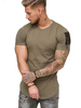 Männer Casual T-Shirt Reißverschluss Schulter Tasche Kurzarm T-Shirt
