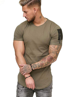 Männer Casual T-Shirt Reißverschluss Schulter Tasche Kurzarm T-Shirt
