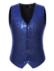 Männer Casual Weste Pailletten V-Ausschnitt Button Up Suit Gilet