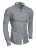 Männer Freizeithemd 2020 Baumwolle Stehkragen Piping Langarm-Shirt Grau