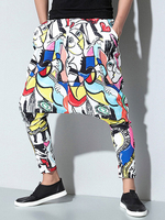 Männer Harem Pant Artwork Drucken Skinny Leg Drop Crotch Pant