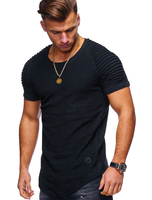 Männer Kurzarm T-Shirt 2021Rundhals geraffte U Hem Casual T-Shirt