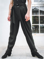 Männer Latin Dance Hosen Schwarz Polyester Unterteile Erwachsene Tanzkleidung