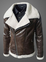 Männer Leder Jacke 2020 Shearling Borg Jacke Reißverschluss Chorhemd Pu Motorrad Jacke