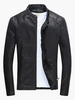 Männer Lederjacke Stehkragen Motorradjacke Einfarbig Langarm PU Jacke