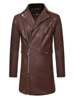 Männer Ledermantel Surplice Reißverschluss Trenchcoat PU Langarm Lässige Wintermantel
