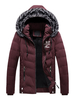 Männer Parka Mantel Pelzigen Kapuze Print Reißverschluss Dekor Baumwolle füllen lässig Winter gepolsterten Mantel