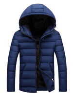 Männer-Puffer-Mantel-mit Kapuze Steppmantel-Reißverschluss-langer Hülsen-Polyester-Winter-Mantel