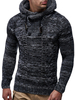 Männer Pullover Pullover mit Kapuze Cable Knit Kordelzug Knopf tief grau lässig Strickpullover