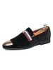 Männer Schwarz Loafers Cord Runde Kappe Metall Detail Slip On Schuhe Casual Business Schuhe