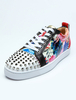 Männer Skate Schuhe Weiß Runde Kappe Lace Up Floral Printed Nieten Freizeitschuhe