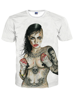 Männer T-Shirt Weiß 3D Print Crewneck Baumwolle Grafik Top