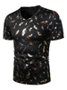 Männer T-Shirts Federdruck V-Ausschnitt Kurzarm Casual Tops