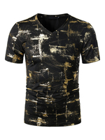 Männer T-Shirts Gold Stamping V-Ausschnitt Kurzarm T-Shirts