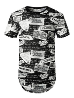 Männer T-Shirts Jewel Neck Print Kurzarm T-Shirts