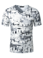 Männer T-Shirts Print V-Ausschnitt Kurzarm Casual Tops