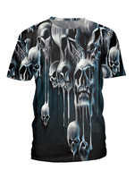 Männer T-Shirts Schwarzes Juwel Hals Skelett gedruckt Kurzarm T-Shirt