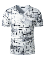 Männer T-Shirts V-Ausschnitt Druck Kurzarm Sommer Tops