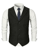 Männer Taille Mantel Kerb Kragen Button Up Kleid Gilet 1920er Jahre Anzug Weste
