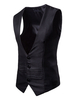 Männer Taille Mantel V-Ausschnitt Single Breasted Pocket geraffte Baumwolle Anzug Weste