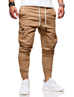 Männer Trainingshose Khaki Cargo Hose Kordelzug Pocket Tapered Fit Hose