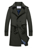 Männer Trench Coat Schwarz Freizeitjacke Turndown Kragen Langarm Slim Fit Spring Coat
