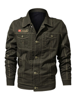 Männer Utility Jacket Plus Größe Taste Up Tasche Cargo Jacke Slim Fit Hunter Green Jeansjacke