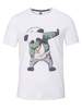 Männer Weiß T-Shirt Kurzarm Panda Print Baumwolle Tee Top