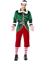 Männer Weihnachtskostüm Santa Claus Langarm Dicke Party Show Elf Kostüm