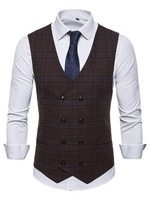 Männer Weste Weste Plaid Zweireiher Knöpfe Prom Gilet Clubwear