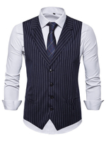Männer Weste Weste Streifen Kerbe Kragen Knöpfe Prom Dress Suit Gilet Clubwear