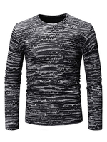Männer zerrissenes T-Shirt Schwarzes Baumwolle Langarm Casual T-Shirt