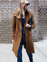 Mäntel für Frauen Umlegekragen Langarm Pea Coat