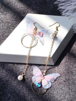Mode Ohrring Asymmetrische Ohrringe in Golden für Abend im schicken & modischen Style Piercing Ohrringe Schmetterling Metall und Damen