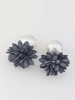 Mode Ohrring Kunstperle Ohrstecker für Abend im schicken & modischen Style Piercing Ohrringe Blumen Metall und Damen