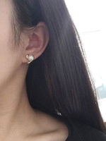 Mode Ohrring Kunstperle Ohrstecker in Golden für Abend einfach Piercing Ohrringe Herz Metall und Damen