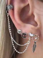 Mode Ohrring Ohrstecker in Silbern für Abend im Boho-Style Piercing Ohrringe Blatt Metall und Damen