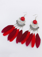 Mode Ohrring Tropfen-Ohrringe mit Federn für Damen und Beach Strand im Boho-Style Piercing Ohrringe und Damen