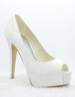 Moderne Damen Peeptoe-Pumps mit Kunstdiamanten High Heels für Hochzeit