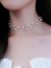 Modische Halskette Choker für Party Kunstperle mit vollbrillantschliff im eleganten Stil Metall für Damen