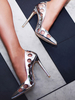 Modische High Heels aus Lack-PU Cutouts im Slip-On Style in SilbernPumps 10cm mit Stilettos für Damen